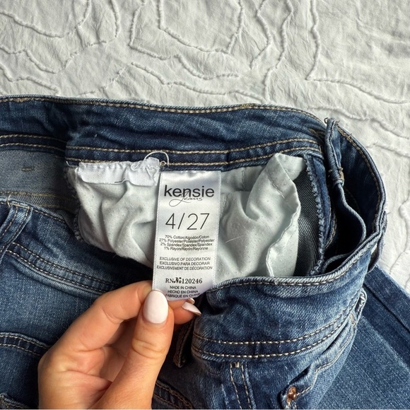 Kensie Blue Skinny Jeans Medium Wash with Dark Wash Detail - Picture 7 of 9